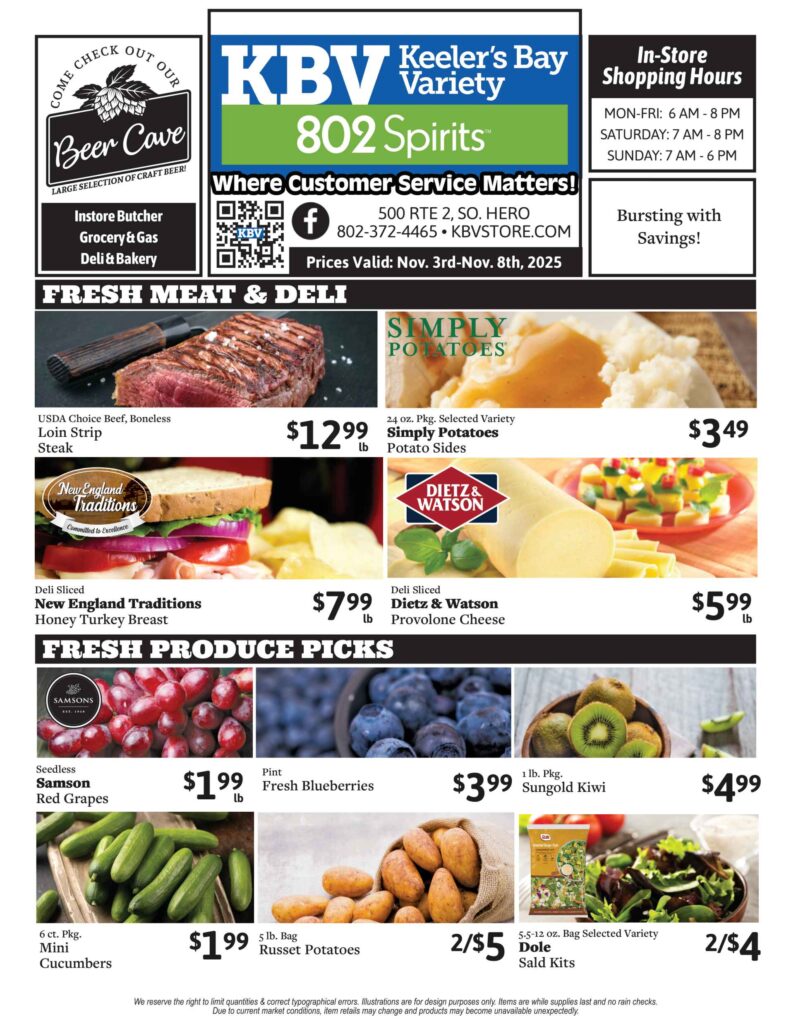 KBV specials Nov 3-8, 2025, page 1