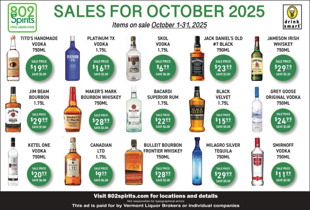 802 Spirits October 2025 sales flyer