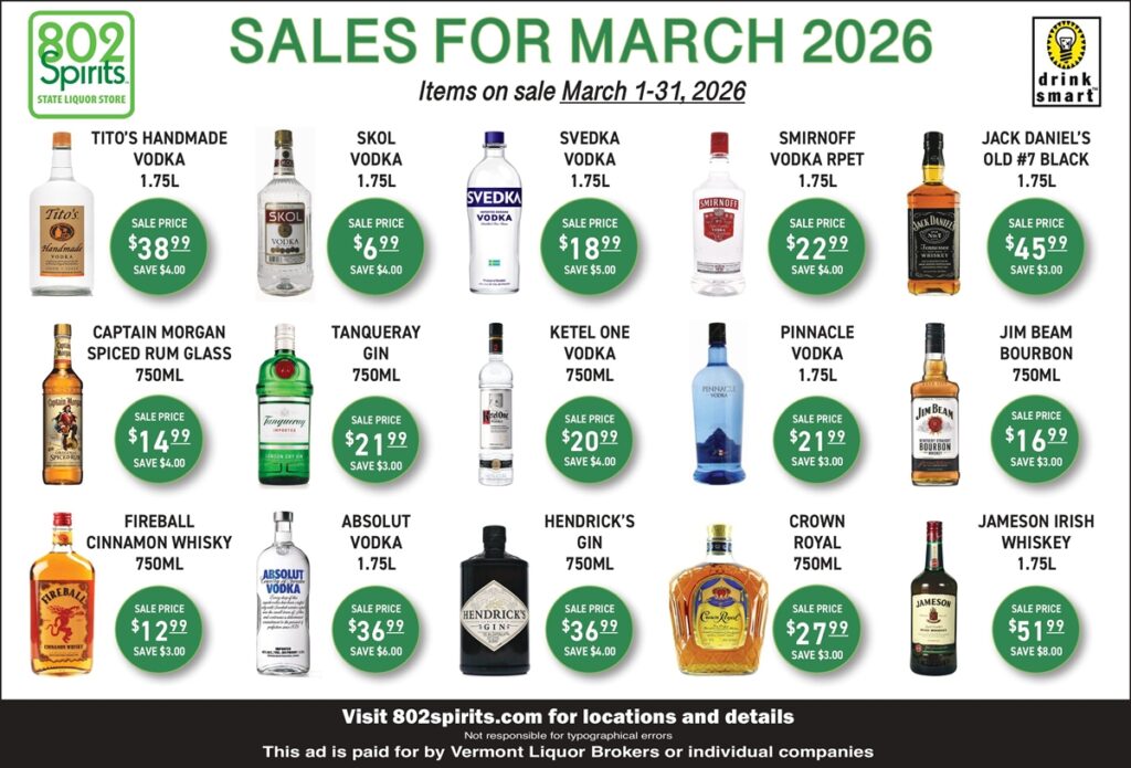 802 Spirits March 2026 Specials