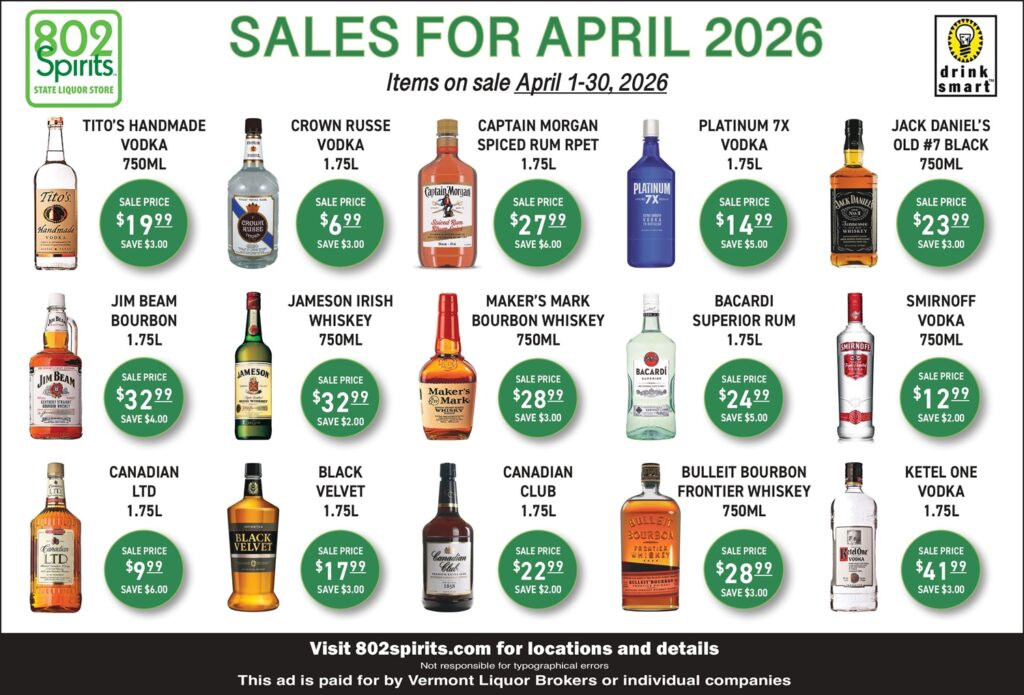 802 Spirits April Sales flyer