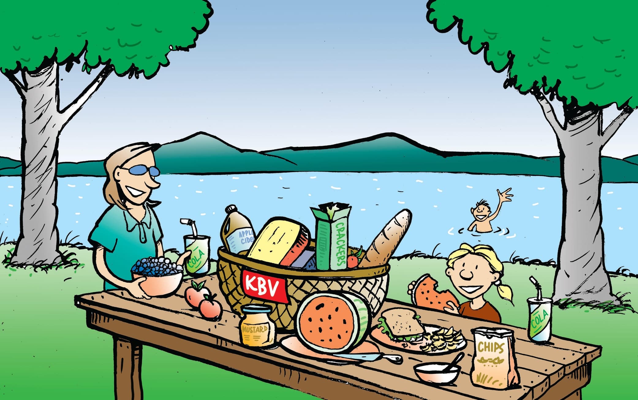 KBV summer picnic cartoon by Tim Newcomb
