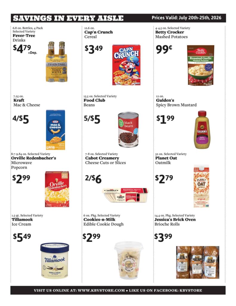 KBV specials July 20-25, 2026, pg 2